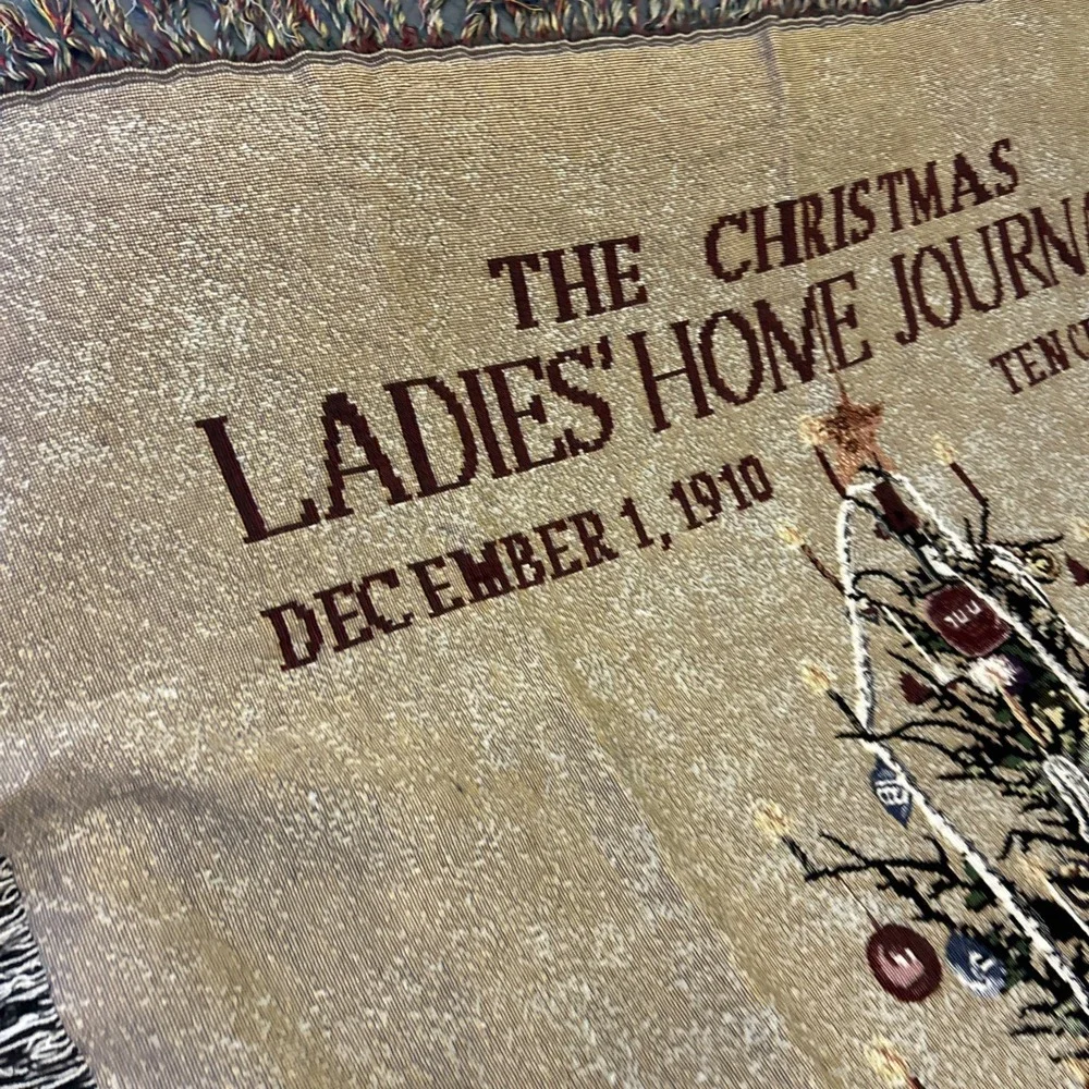 Vintage Ladies Home Journal 1910 Christmas Tree Woven Throw 51x66